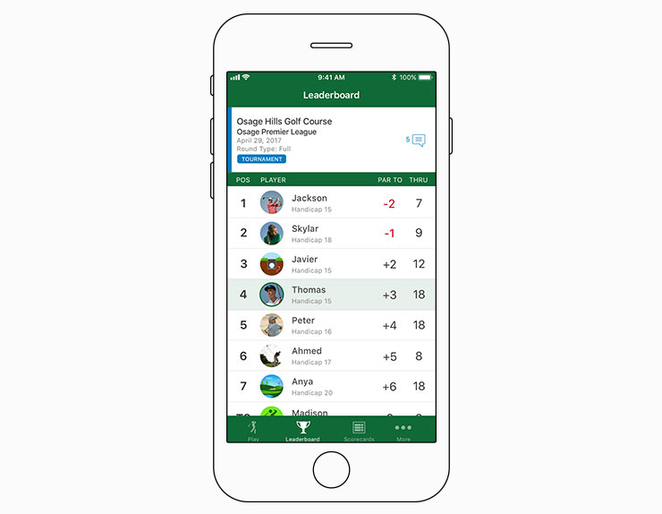 Leaderboards and tournaments - Garmin Golf™ App