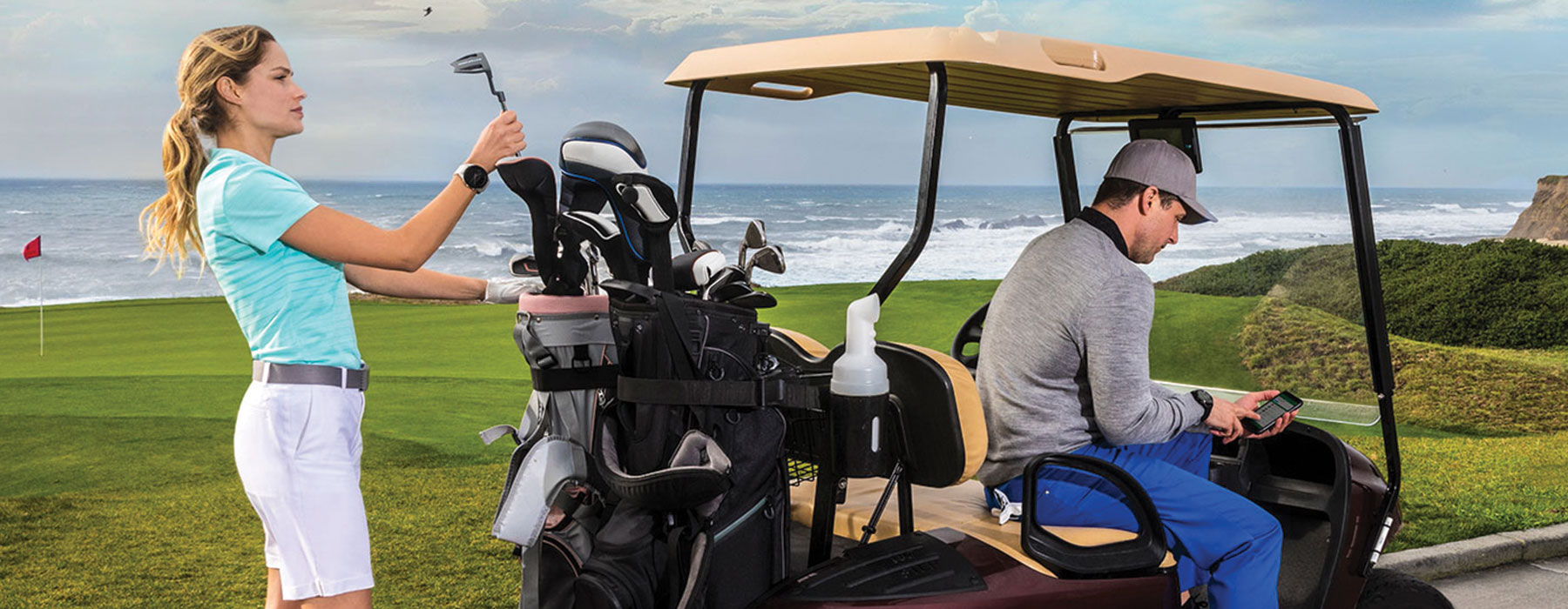 Garmin Golf App - A man and woman golfing